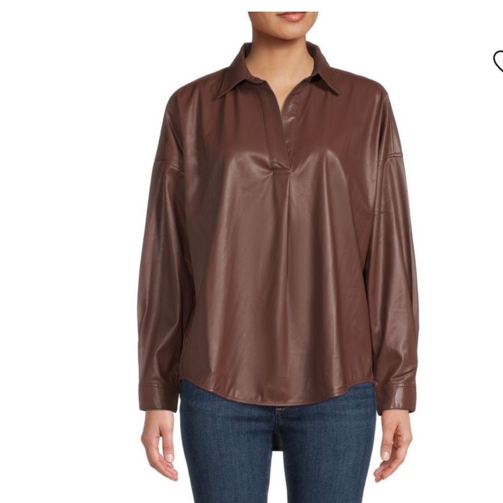 Elle Rafaella / Brown Faux Leather Shirt